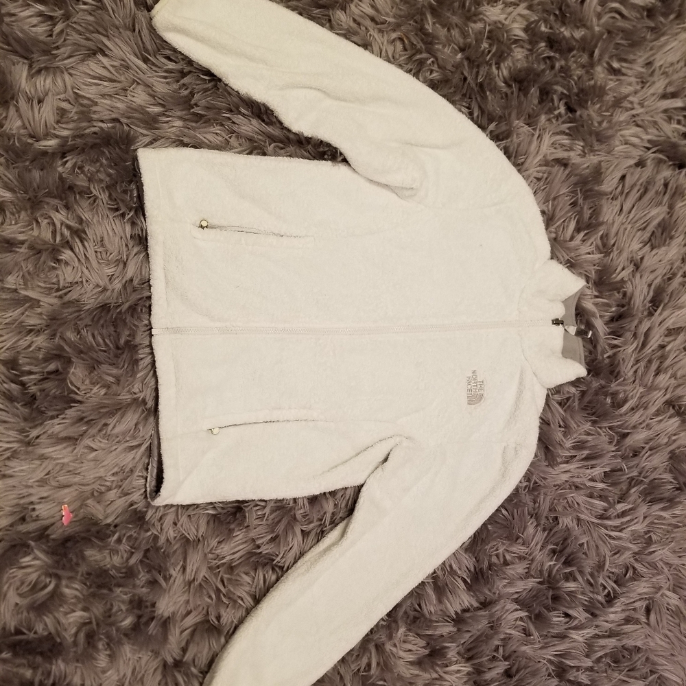 North Face white zip up
